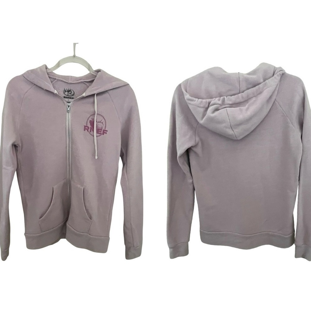 Rocky Mountain Elk Foundation RMEF Light Lavender Pink Zip-Up Hoodie SZ M
